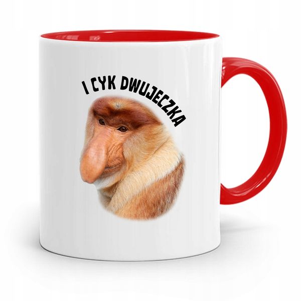 Kubek Czerwony Nosacz Janusz Cyk Dwujeczka Prezent Z Nadrukiem Ze Zdjęciem zdjęcie 1