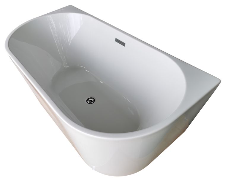 Wanna przyścienna AREZO biała 140x71 mała akrylowa wolnostojąca syfon