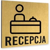 Tabliczka RECEPCJA NAPIS Tablica nierdzewna PIKTOGRAM ALUMINIUM ZŁOTA