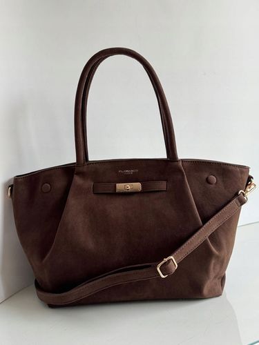 Torebka Flora&Co duża czekoladowa zamsz eco zamszowa ciemny brązowa shopper na Arena.pl