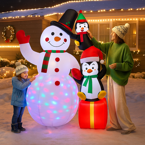 Bałwan dmuchany świecący oświetlenie świąteczne zewnętrzne dekoracja ogrodu na Arena.pl