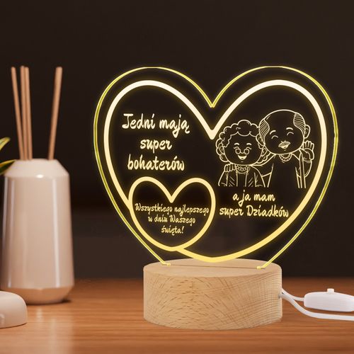 Prezent na Dzień Babci i Dziadka Statuetka Lampka LED z Grawerem na Arena.pl