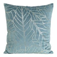 POSZEWKA WELUR VELVET WZÓR LIŚCIE 45X45 NIEBIESKA