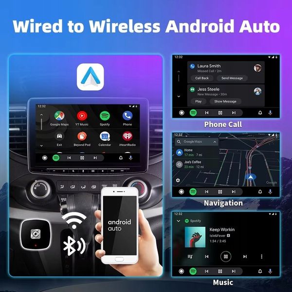 ADAPTER BEZPRZEWODOWY CARPLAY CAR PLAY ANDROID AUTO 2w1 BLUETOOTH iOS zdjęcie 9
