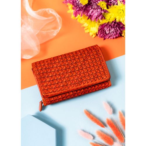 skórzany, teksturowany portfel damski z przegródkami na karty - rovicky na Arena.pl