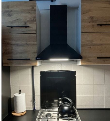 CZARNY POCHŁANIACZ OKAP KUCHENNY KOMINOWY ŚCIENNY MAAN MIX 50 CM FILTR LED na Arena.pl