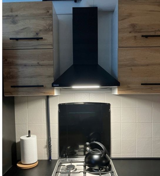 CZARNY POCHŁANIACZ OKAP KUCHENNY KOMINOWY ŚCIENNY MAAN MIX 50 CM FILTR LED zdjęcie 4