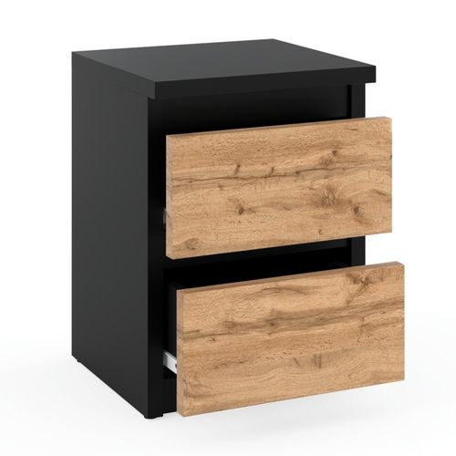 SZAFKA NOCNA CZARNA DĄB WOTAN 30 CM 2 SZUFLADY STOLIK RTV DO SYPIALNI na Arena.pl