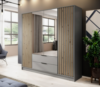 Szafa Lamele 206 cm Szara + Lustro NELA PS