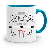 Kubek Błękitny Na Walentynki Nie Ma Ideałów Z Nadrukiem Ze Zdjęciem