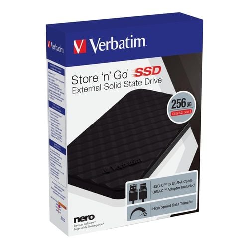 Dysk SSD zewnętrzny Verbatim Store n Go 256GB 2,5" USB-C 3.2 czarny na Arena.pl