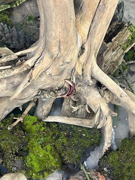 Naszyjnik ręcznie robiony z żywicy epoksydowej i drewna Czerwony Księżyc zdjęcie 2