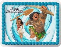 PROSTOKĄTNY OPŁATEK NA TORT A4 20x29CM - VAIANA MOANA BAJKA + IMIĘ