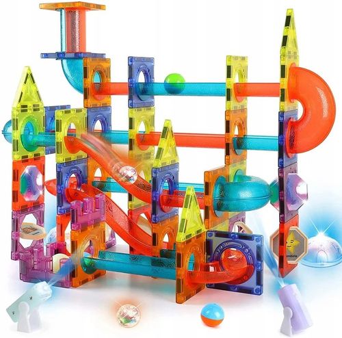 Klocki Magnetyczne Świecące Tor Kulkowy 110 Elementów Kulodrom na Arena.pl