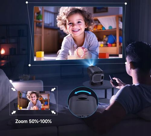 PROJEKTOR RZUTNIK ANDROID TV WIFI LED MINI PRZENOŚNY SMART GŁOŚNIK OBROTOWY na Arena.pl