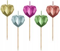 #SU Świeczki pikery Serduszka, metaliczne, 5 szt.