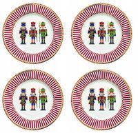 4 x Talerz talerzyk deserowy Świąteczny Boże Narodzenie Mikołaj Kpl