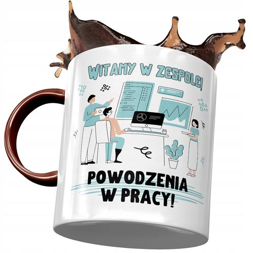 Kubek Bordowy Na Powitanie Przywitanie W Pracy Z Nadrukiem Ze Zdjęciem na Arena.pl