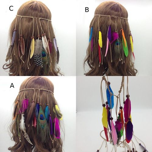 Opaska do włosów z Piórami Pióropusz Włosy Wzór A na Arena.pl