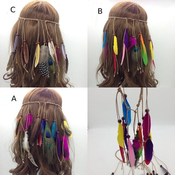 Opaska do włosów z Piórami Pióropusz Włosy Wzór A zdjęcie 3