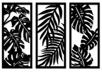OBRAZ AŻUROWY DEKORACJA ŚCIENNA 3D liście monstera L panel tryptyk 60x90cm