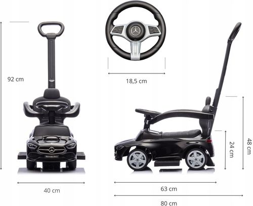 Jeździk Milly Mally Pojazd MERCEDES C-CLASS RĄCZKA PCHACZ MULTIMEDIALNY na Arena.pl