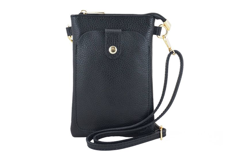 Torebka skórzana / etui na telefon - Czarne zdjęcie 1