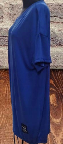 TUNIKA oversize BLUZKA PRĄŻKOWANA DAMSKA CHABROWA DUŻA 100% NATURAL na Arena.pl