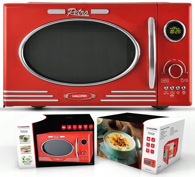 KUCHENKA MIKROFALOWA GRILL MIKROFALÓWKA RETRO 1000W 23L CZERWONA MIKROFALA zdjęcie 1