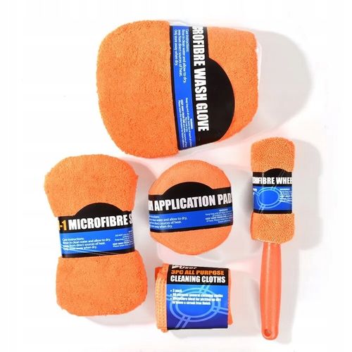 ZESTAW DO MYCIA SAMOCHODU CZYSZCZENIA AUTA DETAILING GABKA RĘKAWICA FELG na Arena.pl