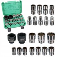 2X Zestaw Nasadki Metryczne Calowe 12-kątne SPLINE TORX-E 1/2 CrV 8-36mm
