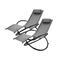 18460 KOMPLET LEŻAKÓW OGRODOWYCH ANTRACYT WODOODPORNY MATERIAŁ