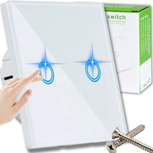 PODWÓJNY BIAŁY DOTYKOWY WŁĄCZNIK WYŁĄCZNIK ŚWIATŁA SZKLAN SZKŁO Ø60MM CZUŁY