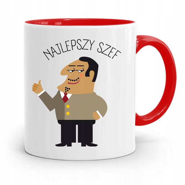 Kubek Czerwony Dla Szefa Najlepszy Szef Prezent Z Nadrukiem Ze Zdjęciem zdjęcie 1