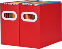 Organizer na Dokumenty A4 Pudełko Składane Zestaw 2 Sztuki Karton Czerwony