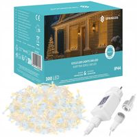 LAMPKI SOPLE CHOINKOWE 300LED KURTYNA ŚWIETLNA FLASH ZEWNĘTRZNY BIAŁY PILOT