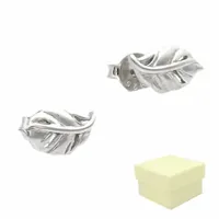 Kolczyki Srebrne Wkrętki Damskie 925 Liść Listki Liście Subtelne na Prezent