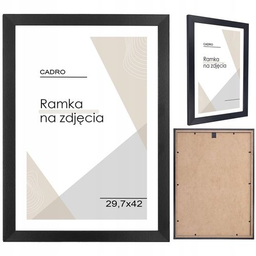 Ramka A3 ramki na zdjęcia 29,7x42 cm czarna rama MDF na ścianę CADRO na Arena.pl