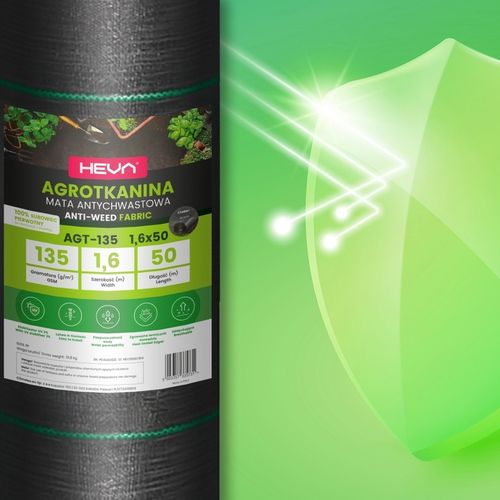 AGROTKANINA 135g 1,6x50m agrowłóknina PREMIUM UV 3% mocna czarna mata+kotwy na Arena.pl