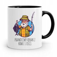 Kubek Czarny Dla Wędkarza Rybaka Prawdziwy Rybak Z Nadrukiem Ze Zdjęciem