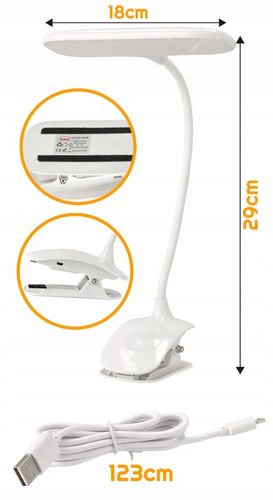 Lampka Na Biurko Biurkowa Na Klips LED 5W Ściemniana z Klipsem Na USB na Arena.pl