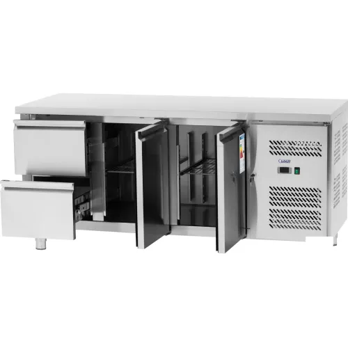 Stół chłodniczy z blatem roboczym 2 komory 2 szuflady -2-10 C 417 l 275 W na Arena.pl