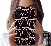 ETUI DO OPPO RENO8 LITE 5G - CZARNO RÓŻOWE WSTĄŻKI KOKARDKI WSTĄŻKA