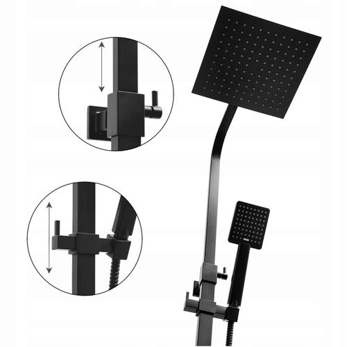 Bateria wannowa ścienna czarna z deszczownicą słuchawką i wężem YOKA HOME na Arena.pl