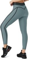 Legginsy Sportowe Damskie z Wysokim Stanem Kryjące Szaro Zielone XL