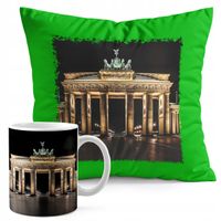 ZESTAW KUBEK + PODUSZKA ZIELONA - Brama Brandenburska