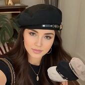 Beret Damski Modna Czapka Czarna Na Jesień Zimę Stylowa HIT