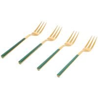 Widelczyki deserowe złote 4 szt 16 cm zielone