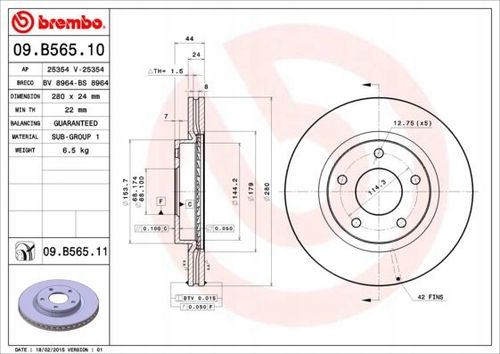 TARCZA HAM PRZOD 280X24 V BREMBO na Arena.pl