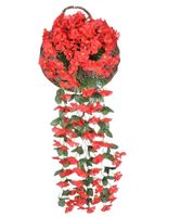 Wiszące czerwone sztuczne kwiaty bluszcz pnące dekoracyjne 1szt na balkon